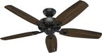 Hunter 52 inch Indoor Ceiling Fan No Light with Pull Chain - Black Ceiling Fan without Light, Standard Mount, 5 Blades, For Bedroom, Living Room, or Kitchen - Builder Elite 53243, Matte Black