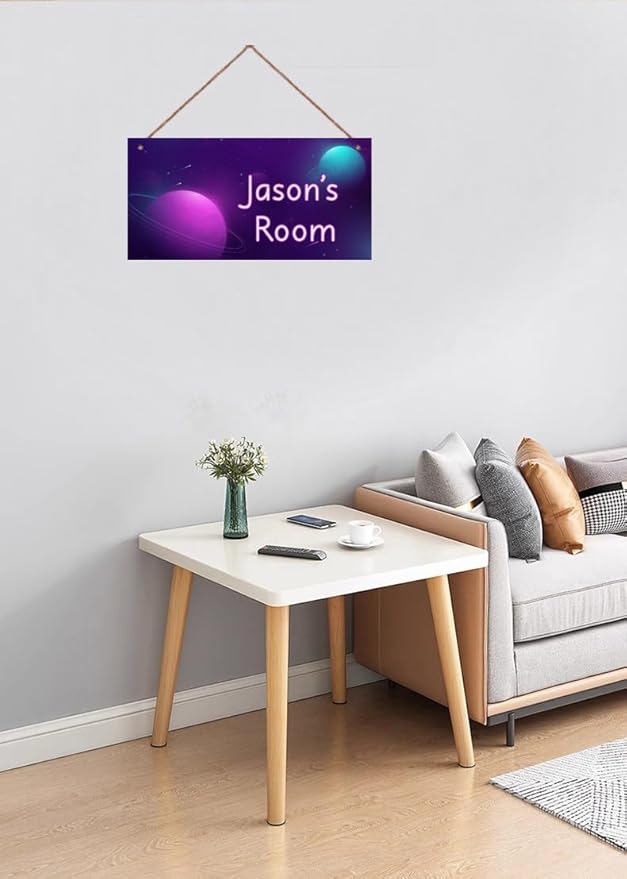 Personalized Planets Sign Fantasy Aerospace Themed For Kids Room Door Decor,Custom Name Universe Wall Art Decor Decorative Plate for Nursery Girls Room Boys Bedroom