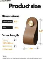 Brown Leather Drawer Pulls 6 Pack Leather Handles Cabinet knobs for Kitchen Cabinet Drawers Bathroom Dressers…