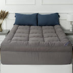 Marine Moon Mattress Topper King Cooling Bed Topper, Extra Thick Soft Mattress Pad Cover, Plush Hotel Quality Down Alternative Pillow Top Mattress Topper for Back Pain Relief with Deep Pocket, Grey