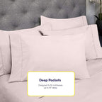 Sweet Home Collection 6 Piece 1500 Supreme Collection Brushed Microfiber Deep Pocket Sheet Set-2 Extra Pillow Cases, Great Value, Rv Short Queen, Pale Pink