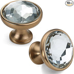 Asidrama 10 Pack Champagne Bronze Kitchen Cabinet Knobs - Clear Crystal Dresser Knobs for Dresser Drawers