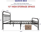 TUSEER Metal Bed Frame Queen Size with Vintage Headboard and Footboard Platform Base Wrought Iron Bed Frame (Queen,Black)