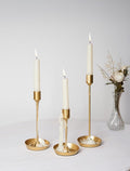 NUPTIO Taper Candle Holders for Centerpiece: 3 Pcs Matte Gold Candlestick Holder for Wedding - Brass Tall Candle Stick Holder for Christmas Party Dinner Table Fireplace Decor