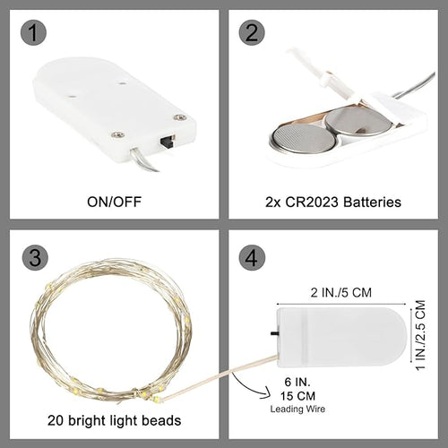 6 Pack Red Fairy Lights Battery Operated String Lights, 7ft 20 Led Mini Lights, Waterproof Silver Wire Starry for Mason Jars DIY Wedding Party Bedroom Christmas