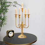 Metal Candelabra Gold Candle Stand 20in Tall, 5-Candle Candlestick Holder for Taper Candles, Candle Holder for Wedding Centerpiece Christmas Valentine Holiday Party Event Reception Decor, 2Pcs