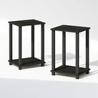 Furinno Simplistic Night Stand Set of 2, 2-Tier Small Nightstand with Open Shelf, Toolless Bedside Table, End Table, Side Table, for Bedroom, Living Room, Espresso