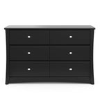 Storkcraft Crescent 6-Drawer Dresser (Black) – GREENGUARD Gold Certified, Black Dresser for Bedroom, Kids & Nursery Storage Chest, Safety Interlocking Drawers, Pre-Installed Tracks, Kids Chest