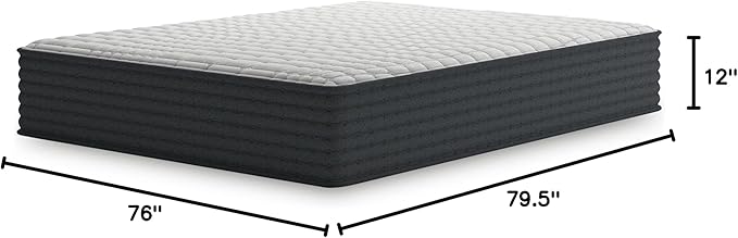 Signature Design by Ashley Hybrid 1200 12" Firm Moisture Wicking Mattress with Charcoal-Infused Gel Memory Foam and Edge Support for Pressure Relief, Temperature Regulating, King, Fiberglass Free