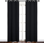 NICETOWN Blackout Draperies Window Curtain Panels, Autumn/Winter Thermal Insulated Solid Grommet Blackout Curtains/Drapes for Cafe (Set of 2, 34 inches by 84 inches, Black)