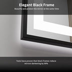 Lighted Vanity Mirror, 72x36 Inch Black Framed Gradient Front and Backlit Bathroom Mirrors for Vanity, 3 Colors Dimmable CRI>90, IP54 Enhanced Anti-Fog Wall Mounted LED Vanity Mirror