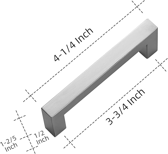 Ravinte 60 Pack 3-3/4 Inch Square Cabinet Handles Satin Nickel Pulls Brushed Nickel Drawer Pulls Kitchen Cupboard Hardware for Cabinets Cupboard Drawer Handles