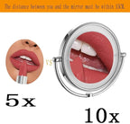 8Inch 10X Magnifier with LED Light Wall-Mounted Bathroom Mirror Wall Mounted Makeup Mirror Extended to 17 Inches Powered by USB Charging for Bathroom Hotels,Chrome (Color : Chrome)