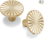 5 Pack Kitchen Cabinet Knobs Round Sunflower Dresser Knob Modern Drawer Hardware Cupboard Handles Furniture Knob for Bathroom Single Hole Knobs for Wardrobe Brushed Gold TYH-BG-K5