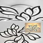 Garwarm LED Ceiling Light, Dimmable Modern Flower Shape Flush Mount Ceiling Lamp, 75W Acrylic Petals Ceiling Chandelier Lighting with Remote Control for Living Room Bedroom Dining Room (Black)