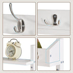 YMYNY 31.5" Coat Rack Wall Mount with Shelf, 4 in 1 Key and Coat Hanger with 12 Metal Hooks, Wall Shelf with Hooks & Mail Holder for Living Room, Bedroom, White, HWS007W-2