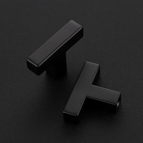 3 Pack Matte Black Cabinet Knobs - Kitchen Cabinet Knobs Black Cabinet Pulls for Kitchen Cabinet Drawer Stainless Steel Dresser Knobs for Cabinet Hardware 2in Length Single Hole Square