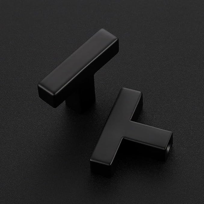 1 Pack Matte Black Cabinet Knobs - Kitchen Cabinet Knobs Black Cabinet Pulls for Kitchen Cabinet Drawer Stainless Steel Dresser Knobs for Cabinet Hardware 2in Length Single Hole Square