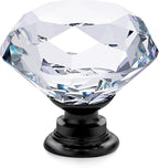 Ravinte 15 Pack Crystal Drawer Knobs - Glass Cabinet Knobs, Diamond Shaped, 30 mm with Black Base
