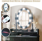 Giantex Makeup Vanity Table with 10 LED Lights, Adjustable Brightness, 4 Drawers, Rotatable Mirror, Cushioned Stool, Vanity Desk Dressing Table Bedroom Furniture (Black)