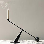 Black Metal Modern Taper Candlestick Holders,Creative Geometric Line Simple Candle Stands Decorative,Long Decorative Candle Holders for Table Centerpiece (Black)