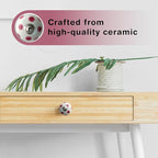 Handamde Pink Ceramic Stone Cabinet Knobs, Vintage Decorative Drawer Pulls for Trendy Cabinets, Modern Dressers & Cupboards, Knobs for Kitchen & Furniture - Set of 6