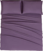 Mejoroom Queen Sheet Set - Hotel Luxury Sheets & Pillowcase Sets - Extra Soft Bed Sheets - Deep Pocket Fitted Sheet, Breathable, Wrinkle & Fade Resistant - 4 Piece (Queen, Purple)