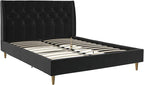 Novogratz The Her Majesty Upholstered Bed, Queen, Black Velvet