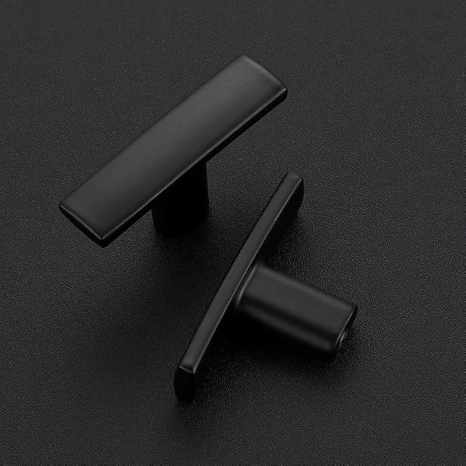 40 Pack Black Cabinet Knobs - Curved Pulls Matte Black for Kitchen Drawer Solid Dresser Hardware 1-3/4 Inch Length Single Hole