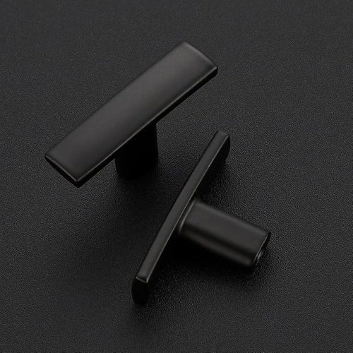 3 Pack Black Cabinet Knobs - Curved Pulls Matte Black for Kitchen Drawer Solid Dresser Hardware 1-3/4 Inch Length Single Hole