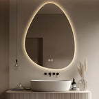 LED Light Bathroom Mirror 24x32, Stepless Dimmable Irregular LED Mirror with 3 Colors, Anti-Fog, Memory, Al-Alloy Lampshade, Frameless Makeup Mirror for Bathroom (Horizontal/Vertical)