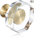 24-Pack 1-1/4-Inch Gold knob Dresser knobs White Cabinet Glass Crystal knobs Brass Drawer Polygonal Dresser Pulls, Drawer pulls