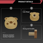 4PCS Wooden Pig Shaped Cabinet Knobs, Cabinet Handles, Single Hole Beech Wood Handles, Wood Hooks with Full Set of Screw Accessories