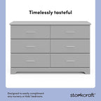 Storkcraft Brookside 6-Drawer Dresser (Pebble Gray) – GREENGUARD Gold Certified, Gray Dresser for Bedroom, Kids & Nursery Storage Chest, Safety Interlocking Drawers, Pre-Installed Tracks, Kids Chest