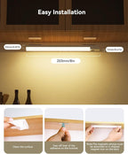 Under Cabinet Lighting 8 Inches Rechargeable Motion Sensor Light Indoor, 3 Color Dimmable Closet Light Battery Operated, USB Stick on LED Magnetic Under Counter Lights for Kitchen Stair, 6 Packs