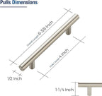 JOY DECOR 15 Pack Cabinet Handles, Brushed Nickel Cabinet Pulls, 4 in Hole Center Kitchen Cabinet Handles, Stainless Steel T Bar Handles for Dresser Drawers