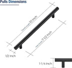 JOY DECOR 20 Pack Cabinet Handles, Black Cabinet Pulls, 7-1/2 in Hole Center Kitchen Hardware, Stainless Steel T Bar Handles for Dresser Drawers