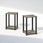 Furinno Simplistic Night Stand Set of 2, 2-Tier Small Nightstand with Open Shelf, Toolless Assembly Bedside Table, End Table, Side Table, for Bedroom, Living Room, French Oak