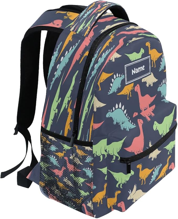 Custom Children's Name School Backpack Personalized Schoolbag Colorful DinosaurTravel Bag for Teens Girls Boys
