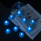 LED Tea Lights Candles- 12PACK Blue Flameless Candles Realistic and Bright Flickering Long Lasting 200Hours for Holiday Celebration,Party, Home Decoration,Battery Operated