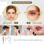 Cerdeco 8 Inch Double Sided Makeup Wall Mount Mirror with Gold Plated Finish 360 Swivel Extendable Cosmetic Shaving Mirror