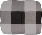 7 Piece Comforter Set Bag Solid Color All Season Soft Down Alternative Blanket & Luxurious Microfiber Bed Sheets, Full, Buffalo Plaid Black/Gray