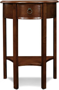 Seneca Solid Wood Demilune Console Table with Shelf and Drawer, Pecan, Perfect for Entryways, Hallways, and Stair Landings – Leick Home, 9030