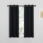 NICETOWN Cafe Blackout Curtains and Drapes for Shack, 2 Panels, 29 inches Wide by 40 inches Long,Black, Solid Thermal Insulated Grommet Blackout Drapery Panels for Window