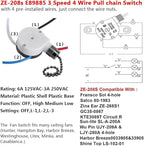 Ceiling Fan Switch Zing Ear ZE-208s E89885 3 Speed 4 Wire Pull Chain Switch Fan Light Switch Replacement Part with 4 Pre-Installed Wires(Black Chain)