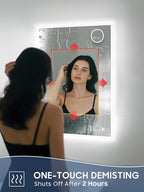 Led Mirror for Bathroom, 24x32 Inch Backlit Mirror with 10X Magnification and Shaver Charging Port, Anti-Fog, Memory Function, 3 Color Temperature, Dimmable Led Bathroom Mirror, Horizontal/Vertical