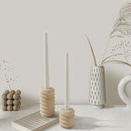 WORHE Candle Holders True Natural Travertine Stone 0.4" Thick, Set of 2 Premium Marble Candlestick Holder for Wedding Dinning Party, Candle Stand for 3/4 inch Thick Candles Color White (ZT002)