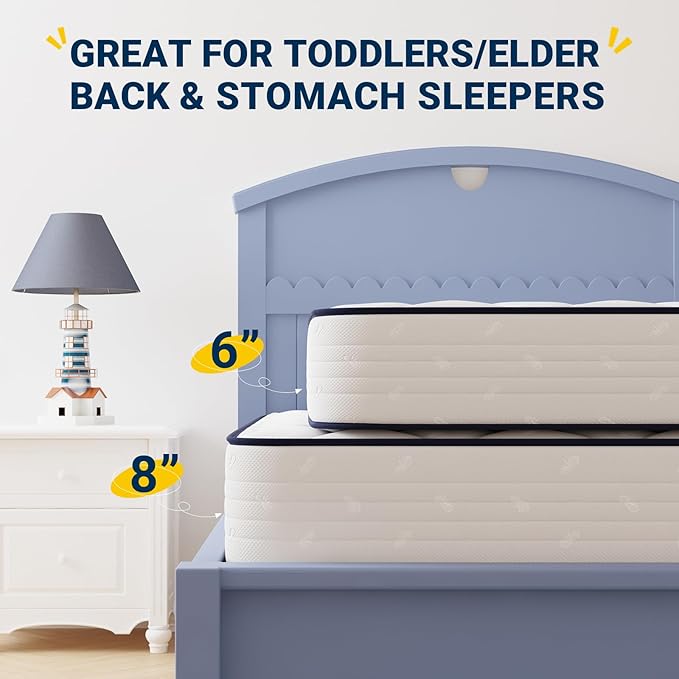 Avenco 6 Inch Twin XL Mattress, Twin Bed Mattresses in a Box, Medium Soft, Breathable Fabric Cover & Adaptive Support, CertiPUR-US Certified, Twin XL Size Mattress in Guest and Kids Bedroom