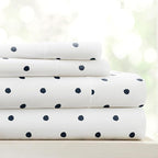 Linen Market Double-Brushed Patterned Microfiber Twin Sheet Set 3 Piece – Oeko-TEX Certified Ultra Soft & Wrinkle-Free - 16" Deep Pocket Sheets - Easy Care Twin Size - Dots Navy