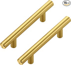 JOY DECOR 15 Pack Cabinet Handles, Gold Cabinet Pulls, 3 in Hole Center Kitchen Cabinet Handles, Stainless Steel T Bar Handles for Dresser Drawers